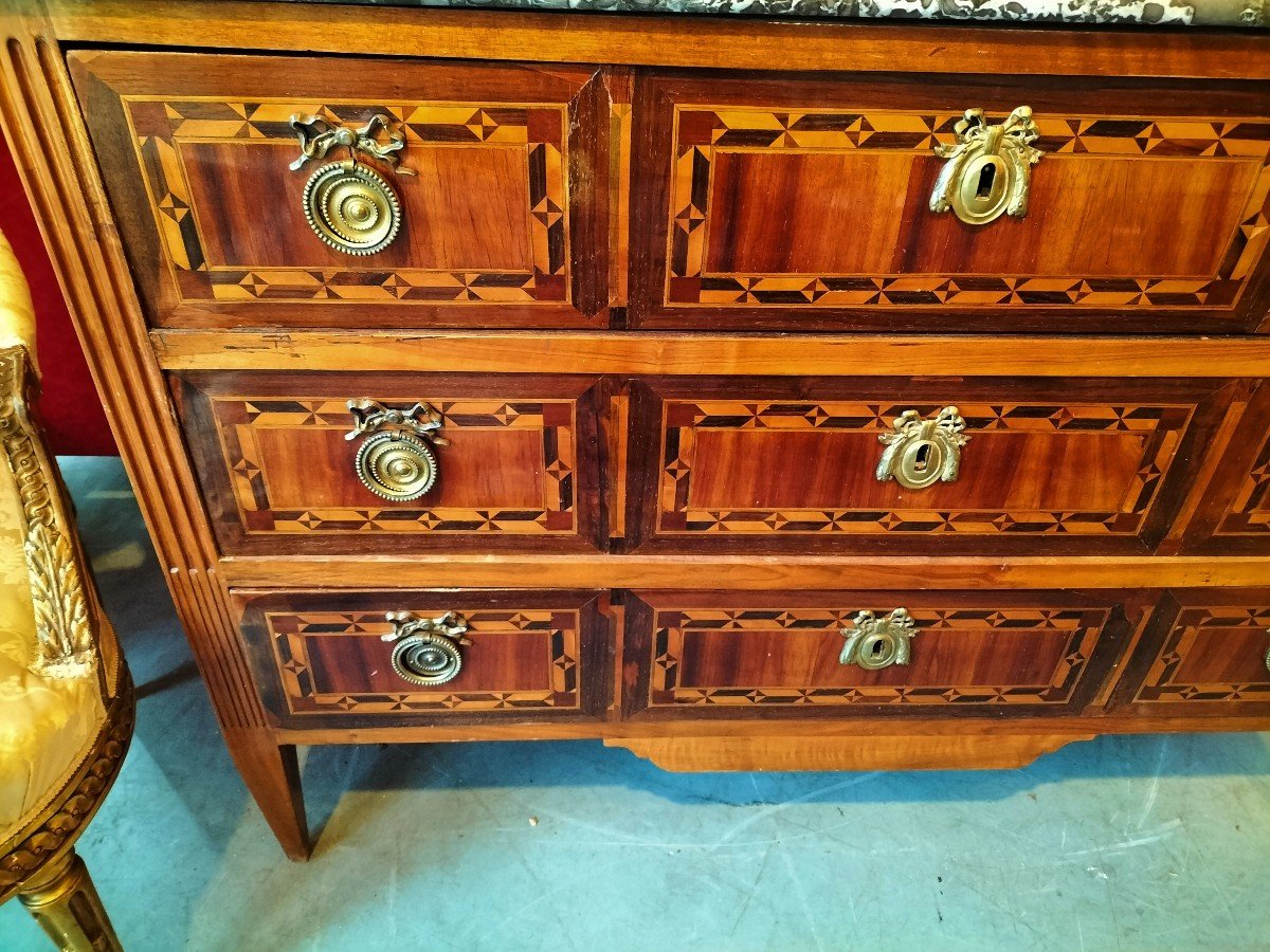 Marquetry Chest Of Drawers From East France, Late 18th-early 19th Century -photo-4