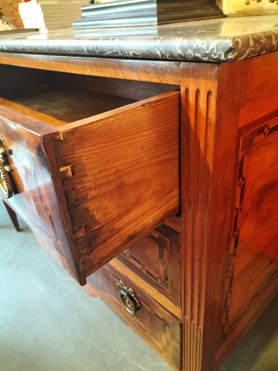 Marquetry Chest Of Drawers From East France, Late 18th-early 19th Century -photo-1