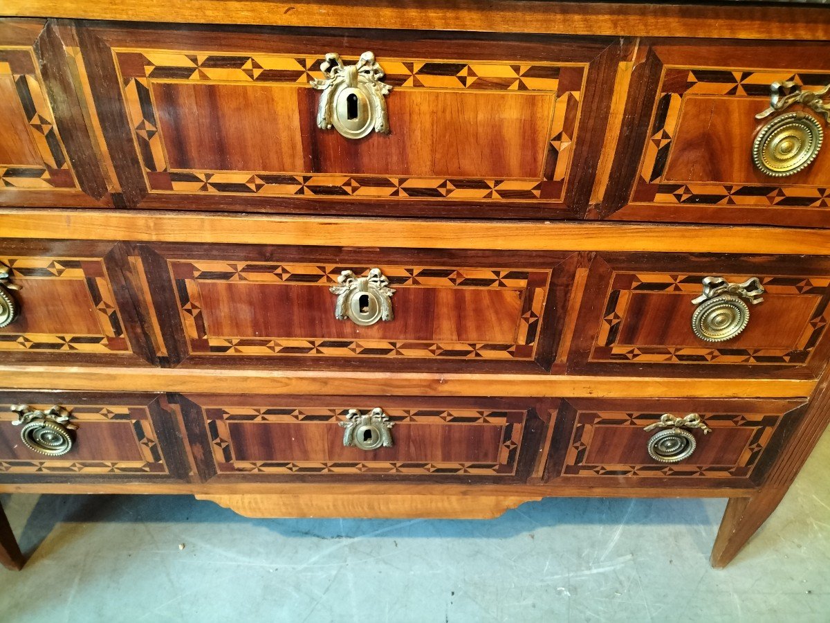 Marquetry Chest Of Drawers From East France, Late 18th-early 19th Century -photo-4