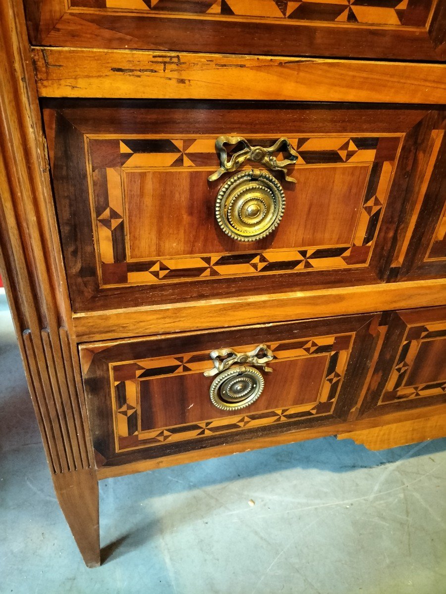 Marquetry Chest Of Drawers From East France, Late 18th-early 19th Century -photo-5