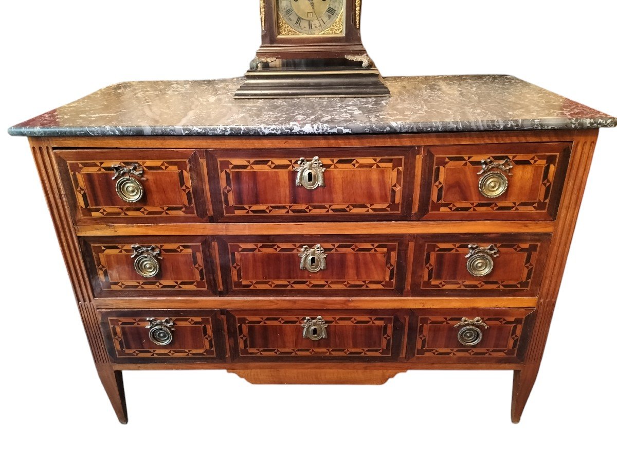 Marquetry Chest Of Drawers From East France, Late 18th-early 19th Century -photo-8