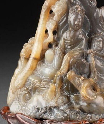 China Deities On Agate Rock -photo-1