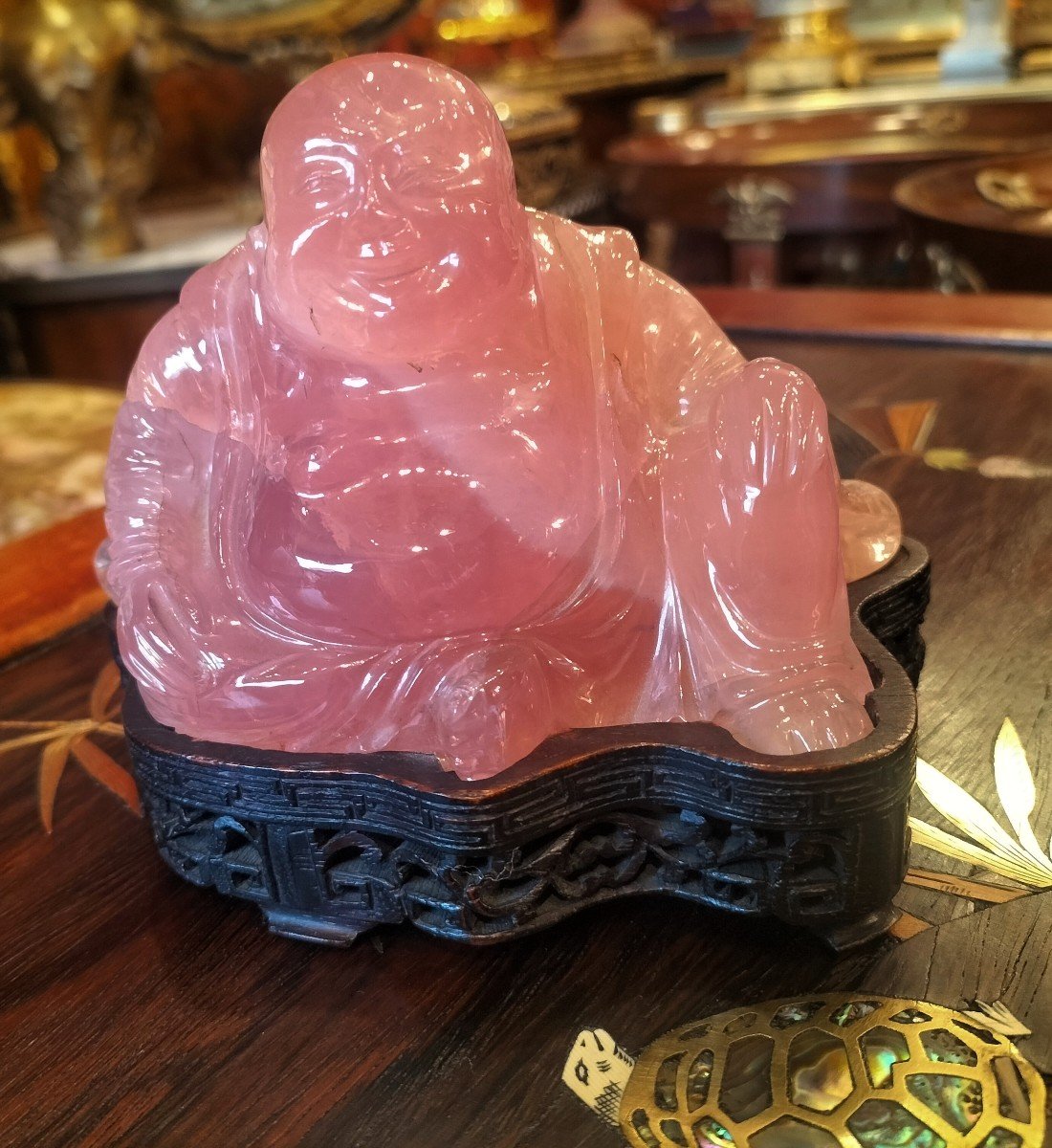 Bouddha En Quartz Rose Chine -photo-3