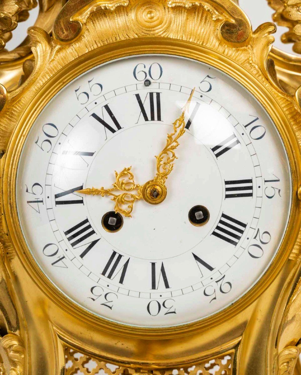 Important Louis XV Style Gilt Bronze Clock Circa 1880-photo-5