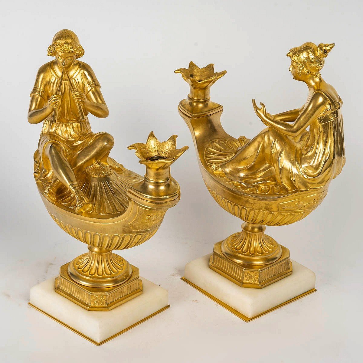 Pair Of Empire Style Gilt Bronze Sculptures -photo-2