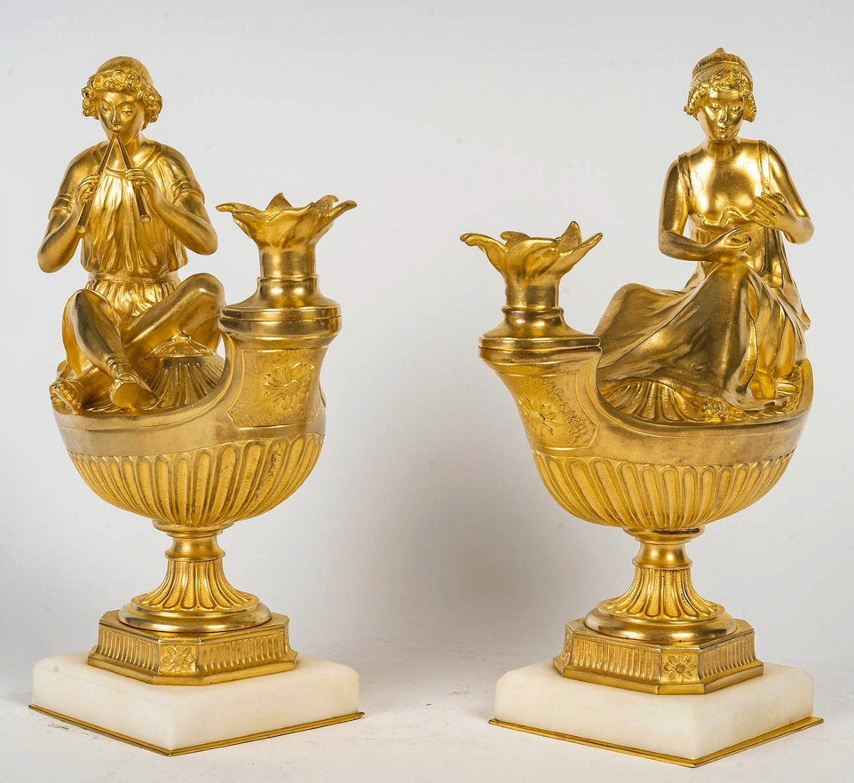 Pair Of Empire Style Gilt Bronze Sculptures -photo-3