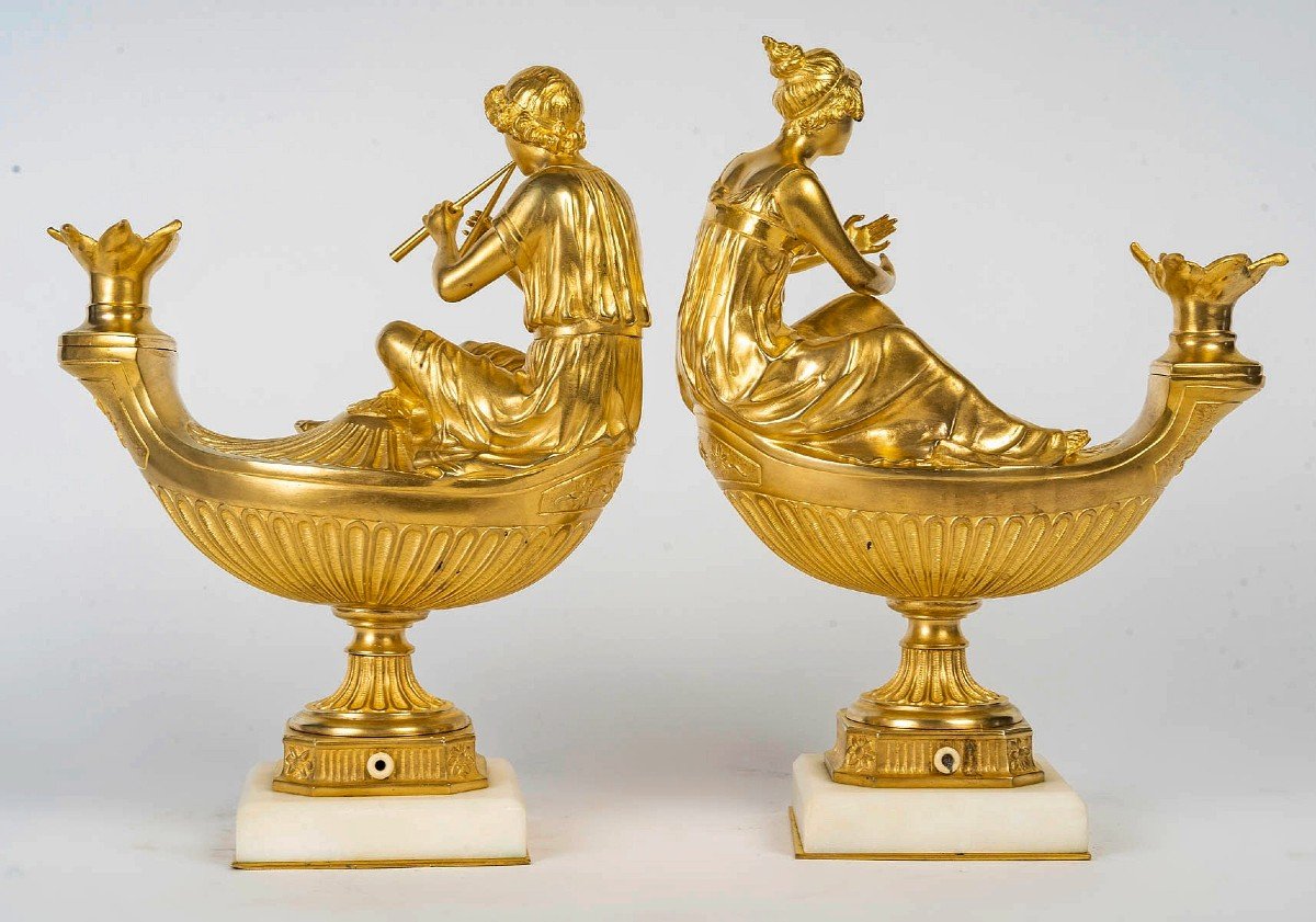 Pair Of Empire Style Gilt Bronze Sculptures -photo-3