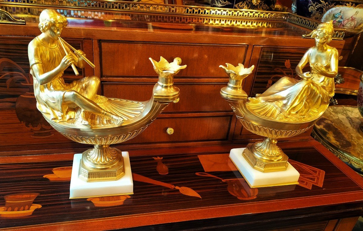 Pair Of Empire Style Gilt Bronze Sculptures -photo-6