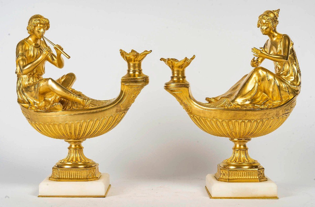 Pair Of Empire Style Gilt Bronze Sculptures 