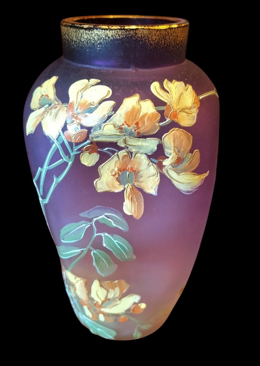 Montjoye Saint Denis Enameled Glass Vase -photo-2