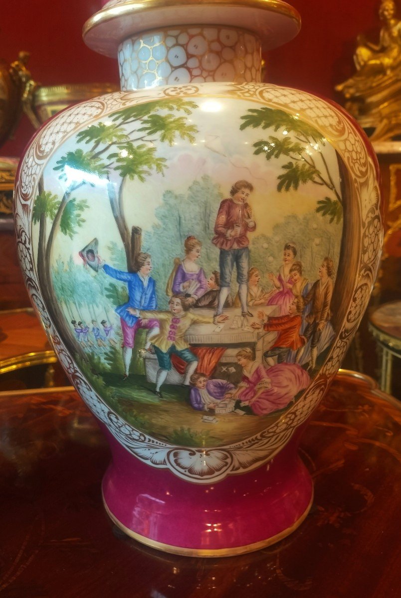 Paire de grands vases en porcelaine de Dresde-photo-1