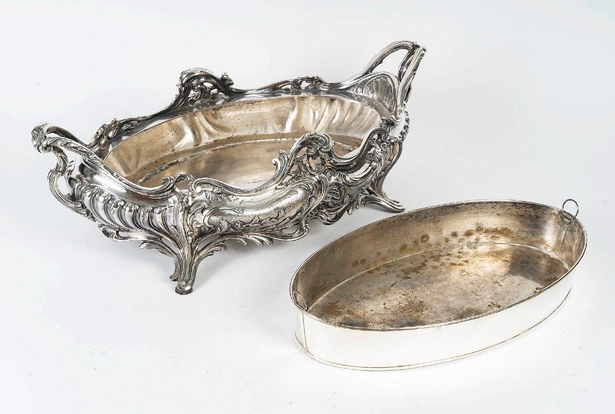 Important Louis XV Style Silver-plated Bronze Jardiniere -photo-3