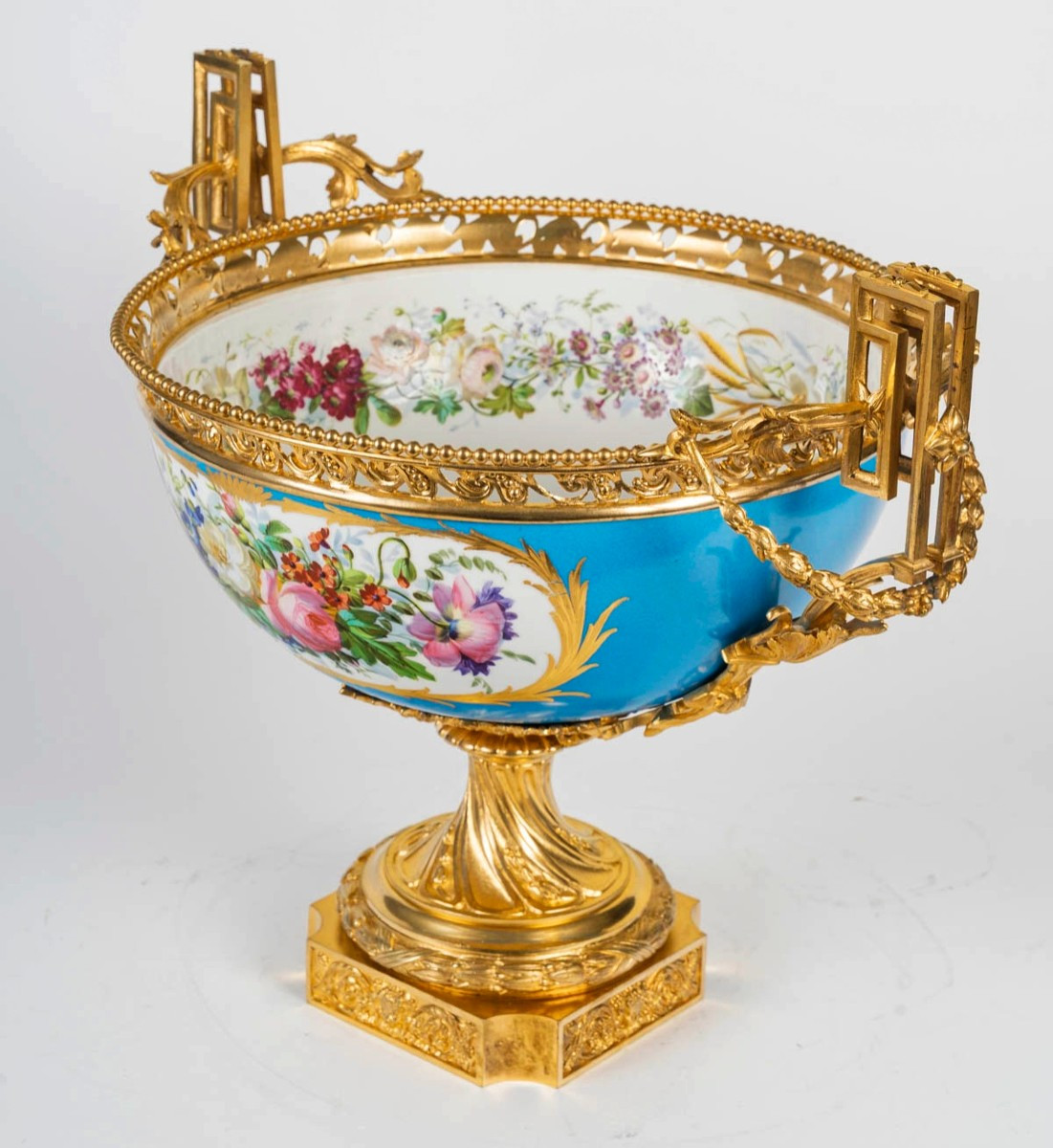 Importante Coupe En Porcelaine de Paris Et Bronze Doré époque Napoléon III -photo-3