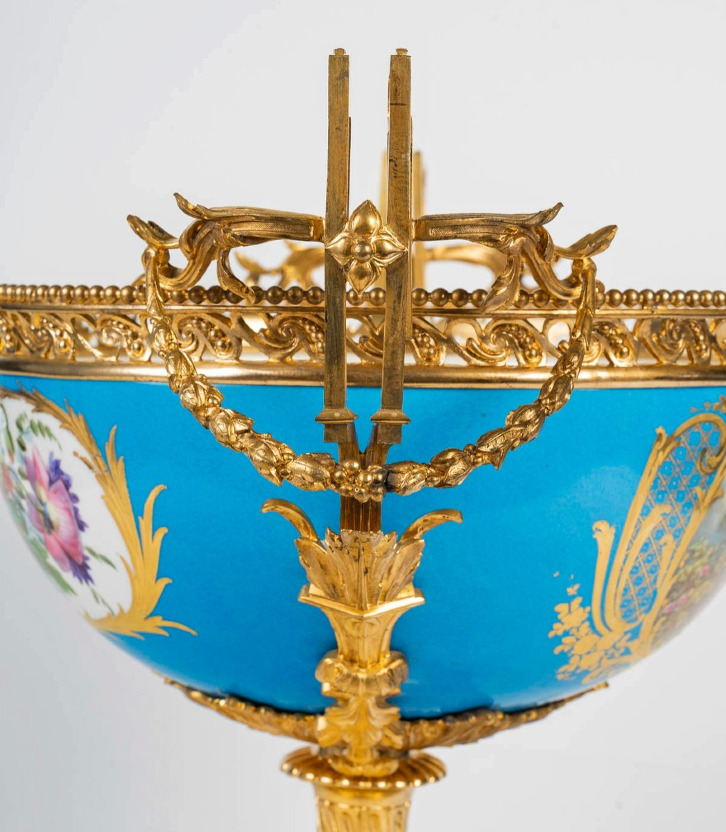 Importante Coupe En Porcelaine de Paris Et Bronze Doré époque Napoléon III -photo-4