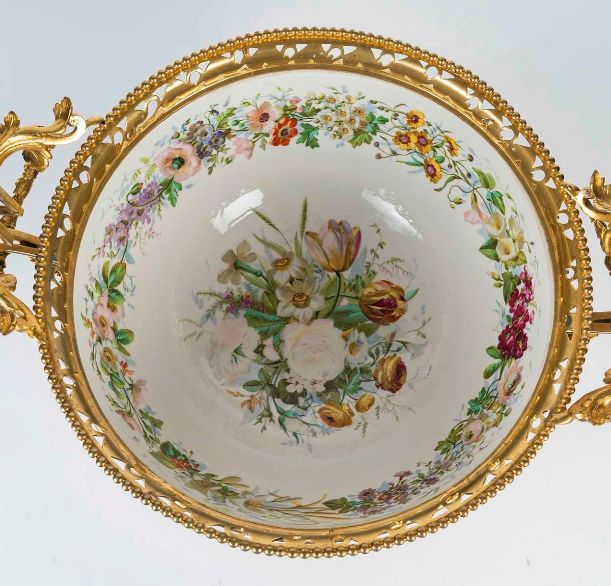 Importante Coupe En Porcelaine de Paris Et Bronze Doré époque Napoléon III -photo-6