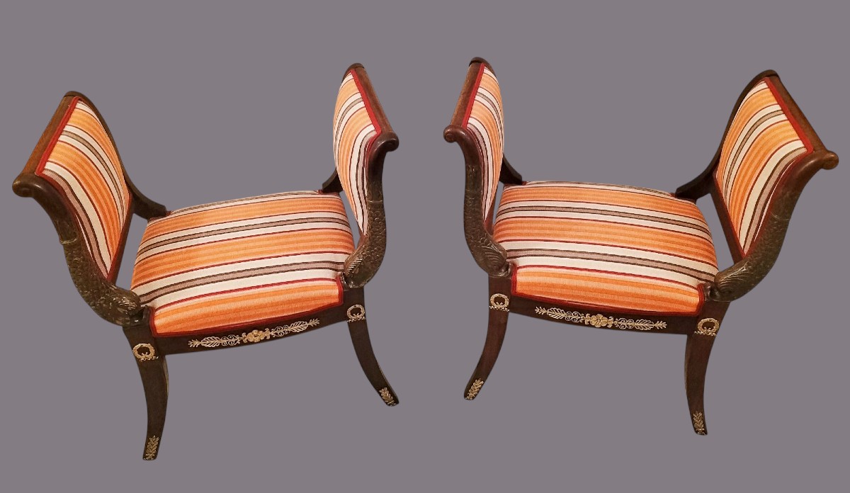 Pair Of Empire Style Curule Stools-photo-3