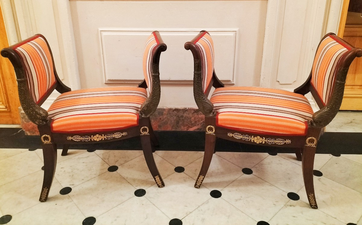 Pair Of Empire Style Curule Stools