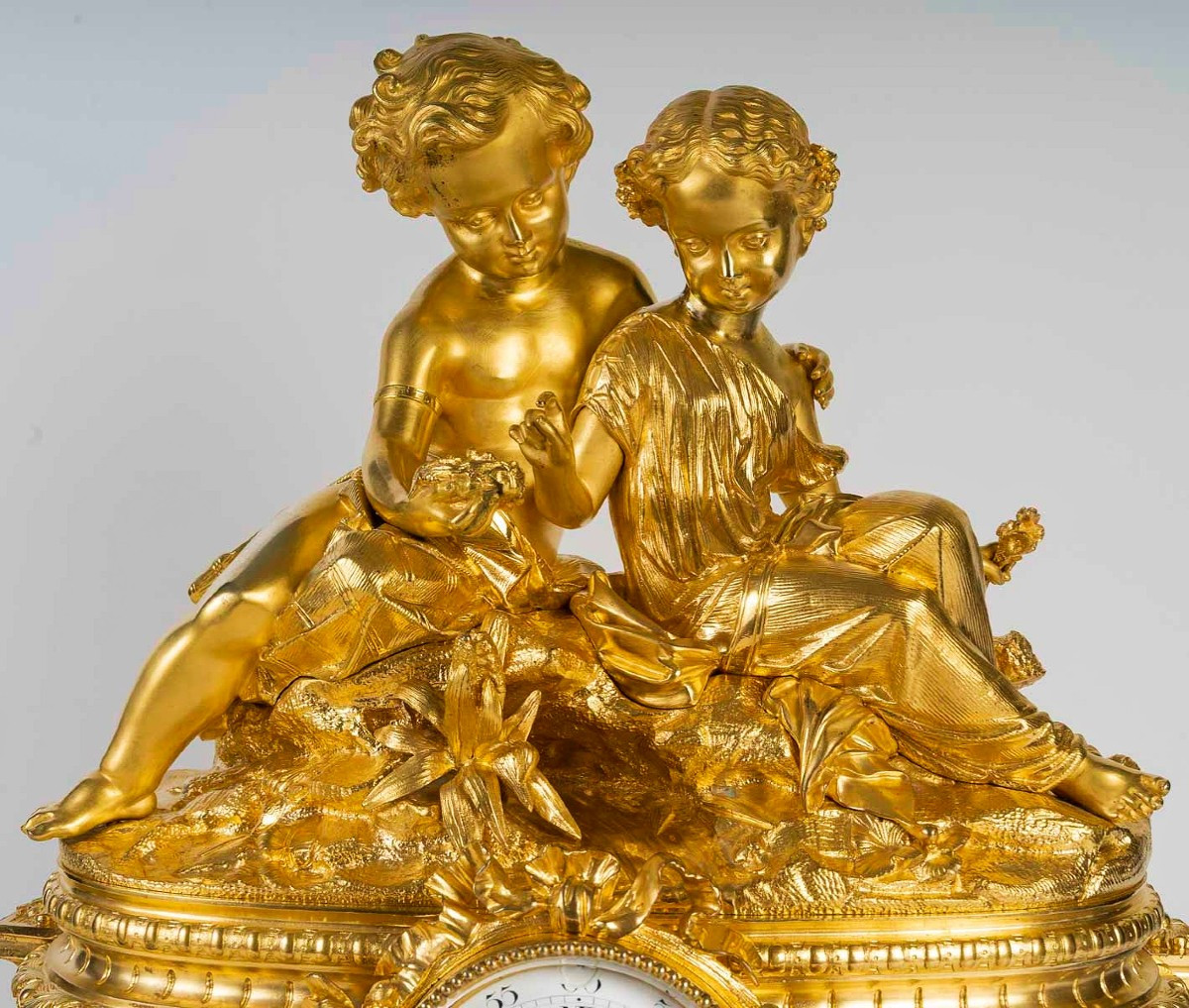 Important Clock In Gilt Bronze And White Marble, Napoleon III Period -photo-3