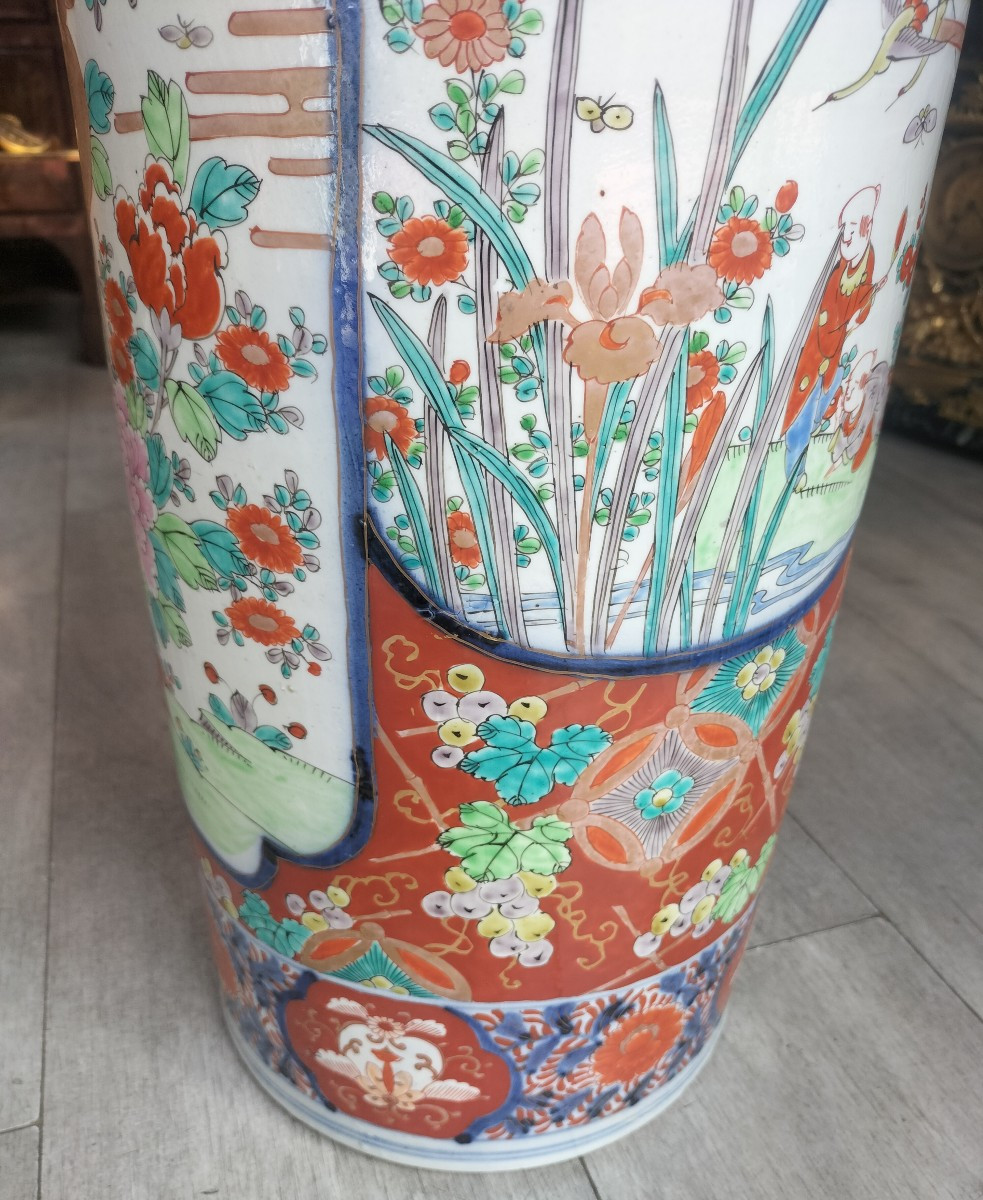 Grand Porte Parapluie En Porcelaine Japon Imari-photo-5