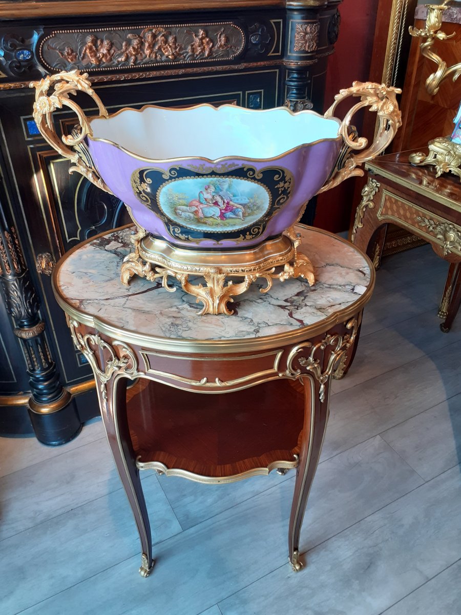 Pedestal Mahogany And Gilt Bronze Louis XV Style Late 19th Century-photo-2