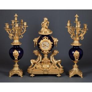 Important Porcelain And Gilt Bronze Fireplace Trim Napoleon III Period