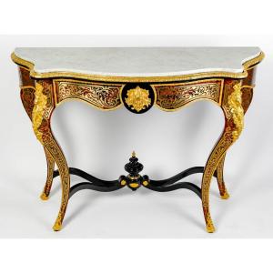 Importante Console En Marqueterie Boulle époque Napoléon III 