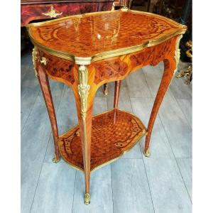 Table En Marqueterie Et Bronze Doré Estampillé Raulin Style Louis XV 