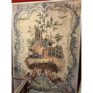 Exceptionnel Et Très Importante Huile Sur Toile décors Chinoiseries 