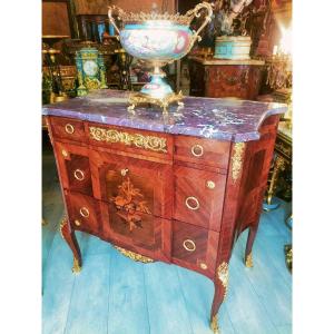 Louis XV - Louis XVI Transition Style Marquetry Commode 