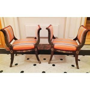 Pair Of Empire Style Curule Stools