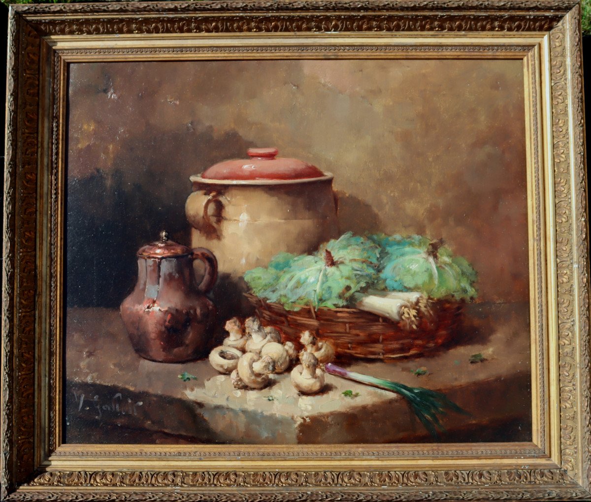 Alfred Brunel De Neuville : "still Life With Mushrooms"