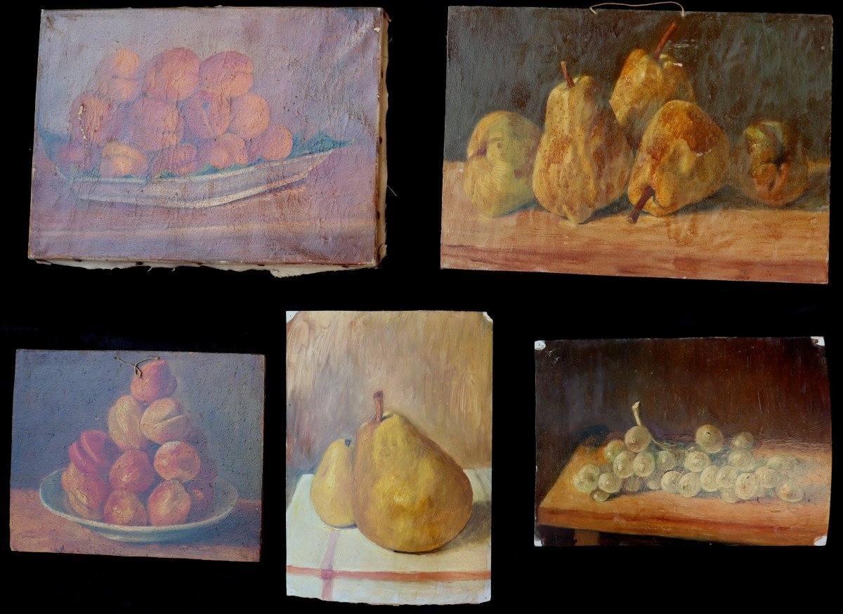 French School Early 20th : “set Of Still Life To Be Restored”-photo-3