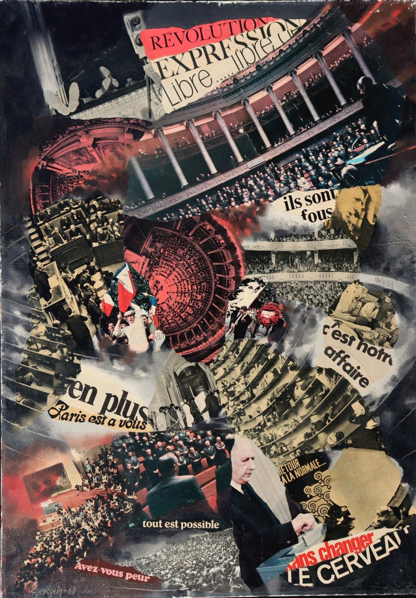 RAYMOND GEORGEIN : "COLLAGE THEME MAI 68"