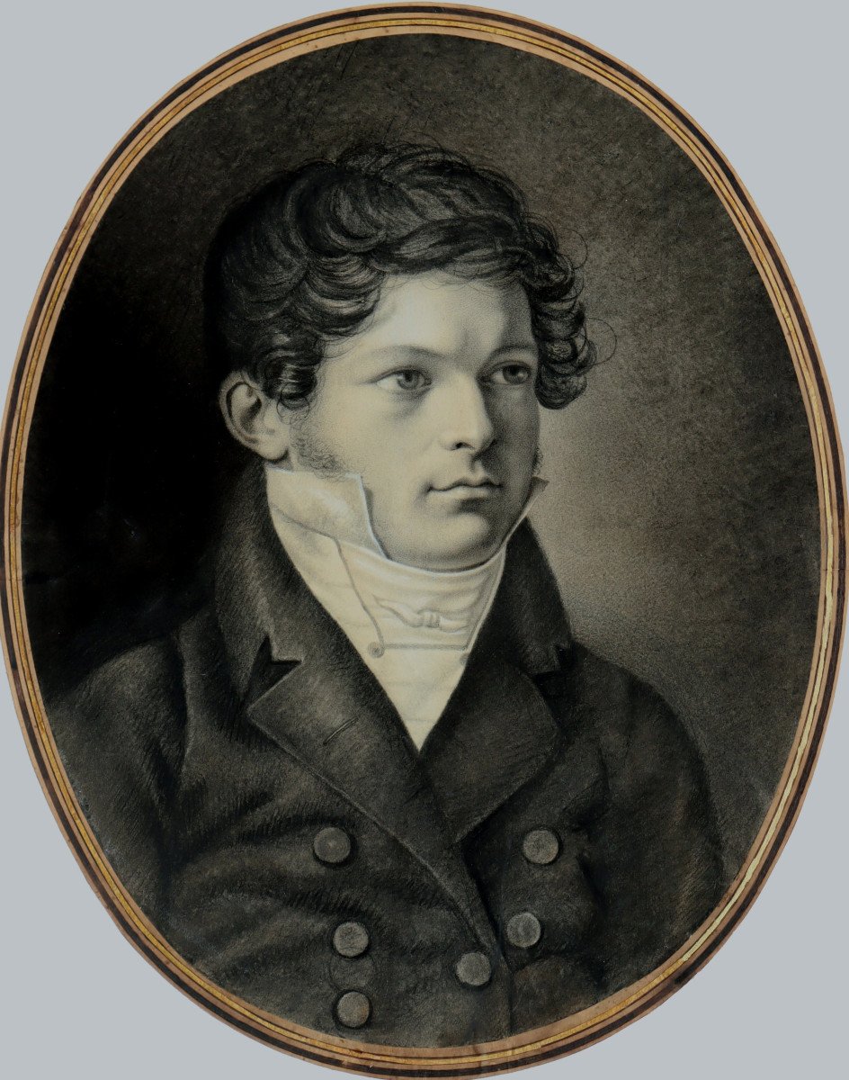 ECOLE FRANCAISE VERS 1820 : "PORTRAIT D'UN JEUNE HOMME"-photo-2