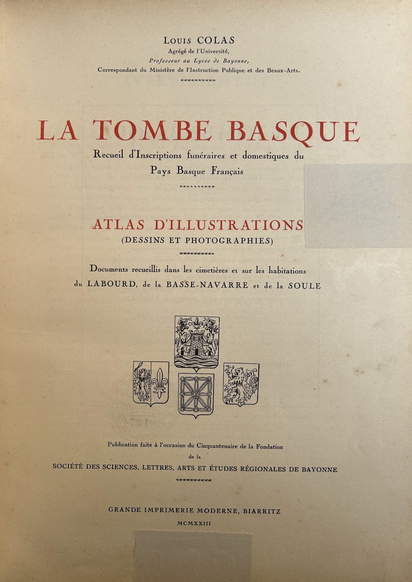 LOUIS COLAS : "LA TOMBE BASQUE 1923"-photo-3