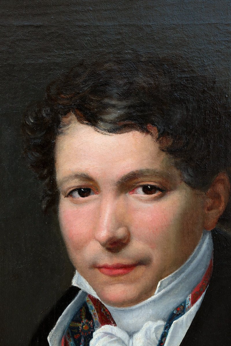 ECOLE FRANCAISE 1821 : "PORTRAIT AU GILET BRODE"-photo-3