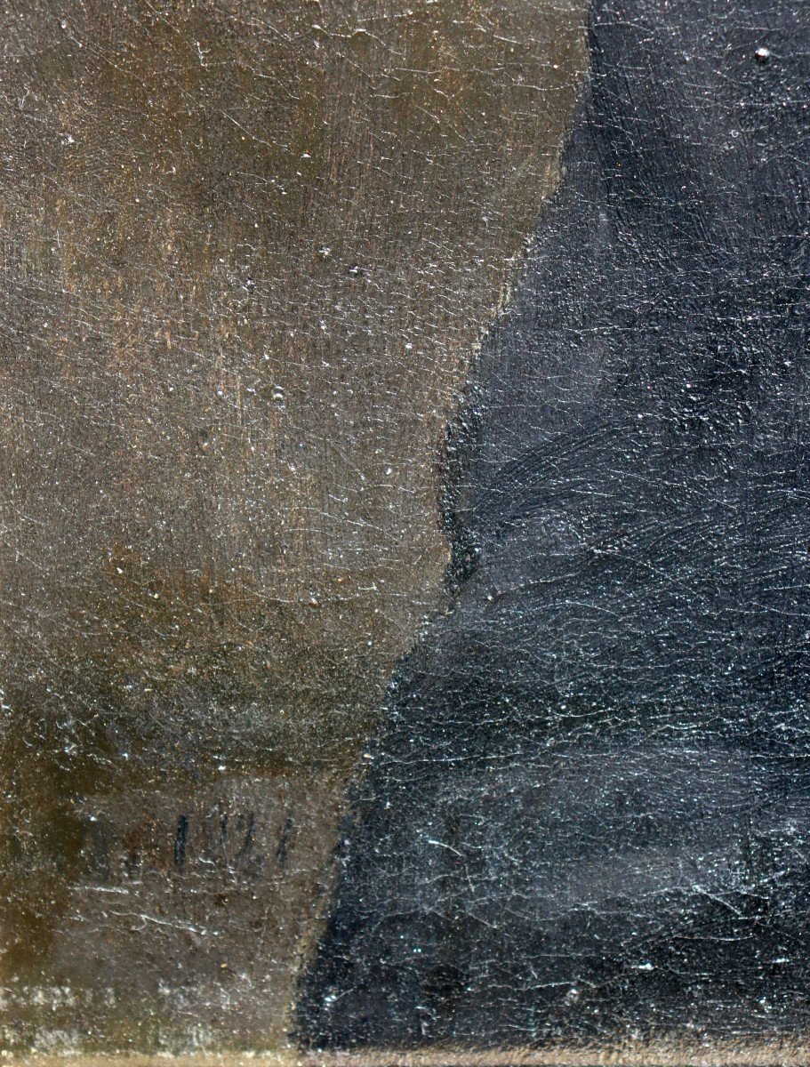 ECOLE FRANCAISE 1821 : "PORTRAIT AU GILET BRODE"-photo-2