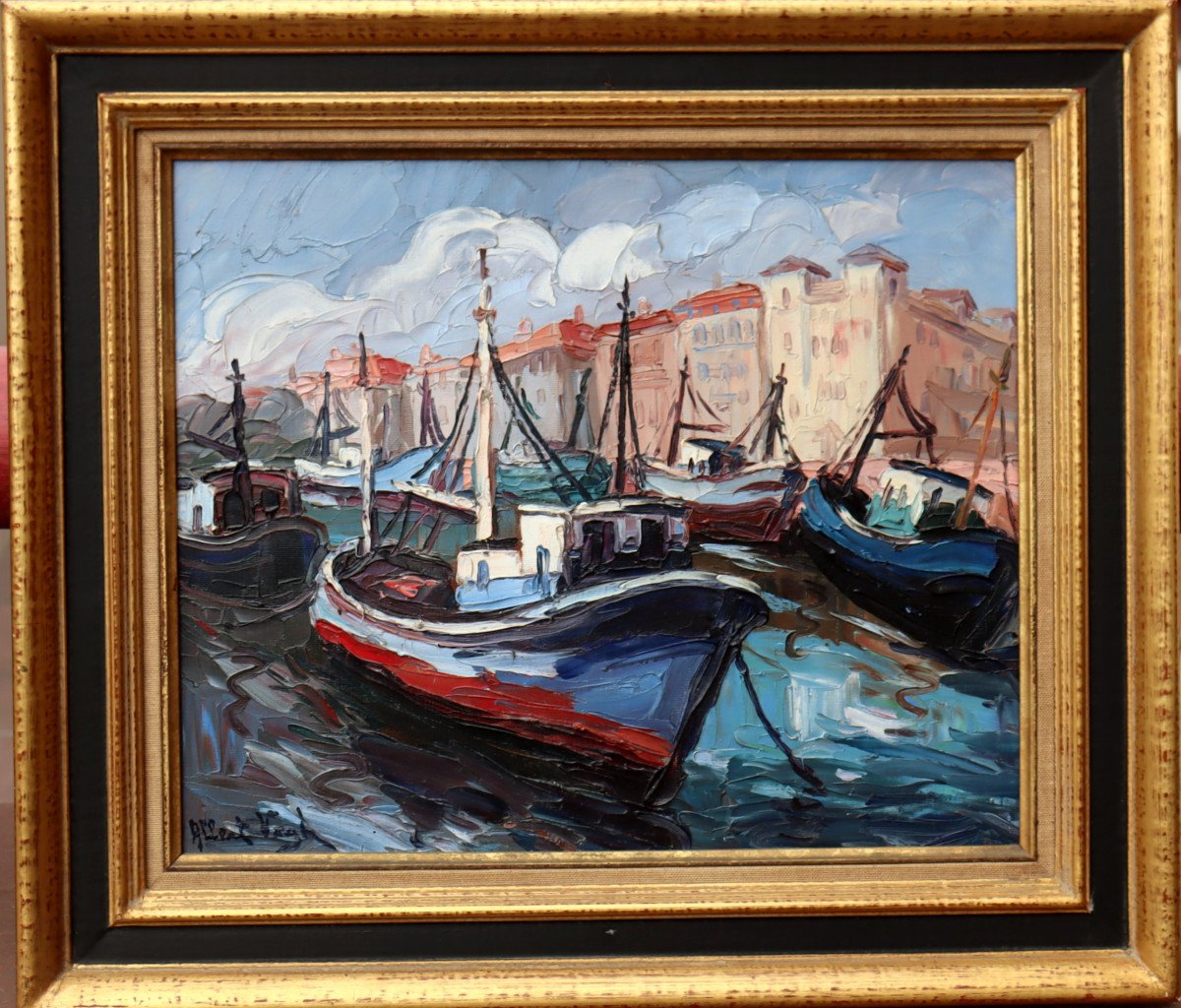 Albert Vagh;  “low Tide At The Port Of Saint-jean De Luz”