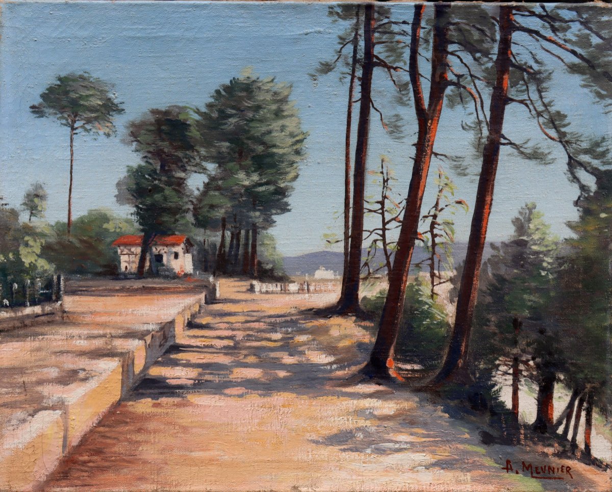 A. MEUNIER : "PROMENADE SUR LES BORDS DU BASSIN"