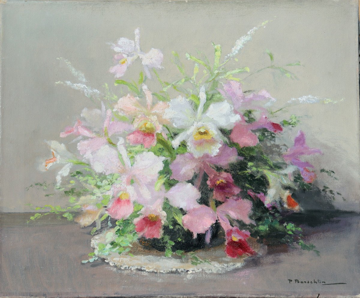 PIERRE LAURENT BAESCHLIN : "LE BOUQUET DE CATTLEYAS"