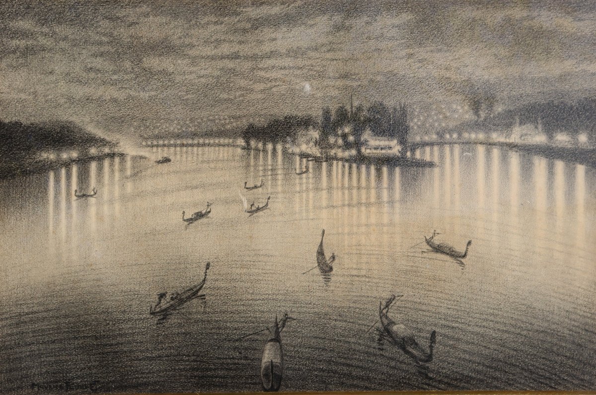 Maurice Feuillet : "ballet Of Gondolas On The Lagoon"