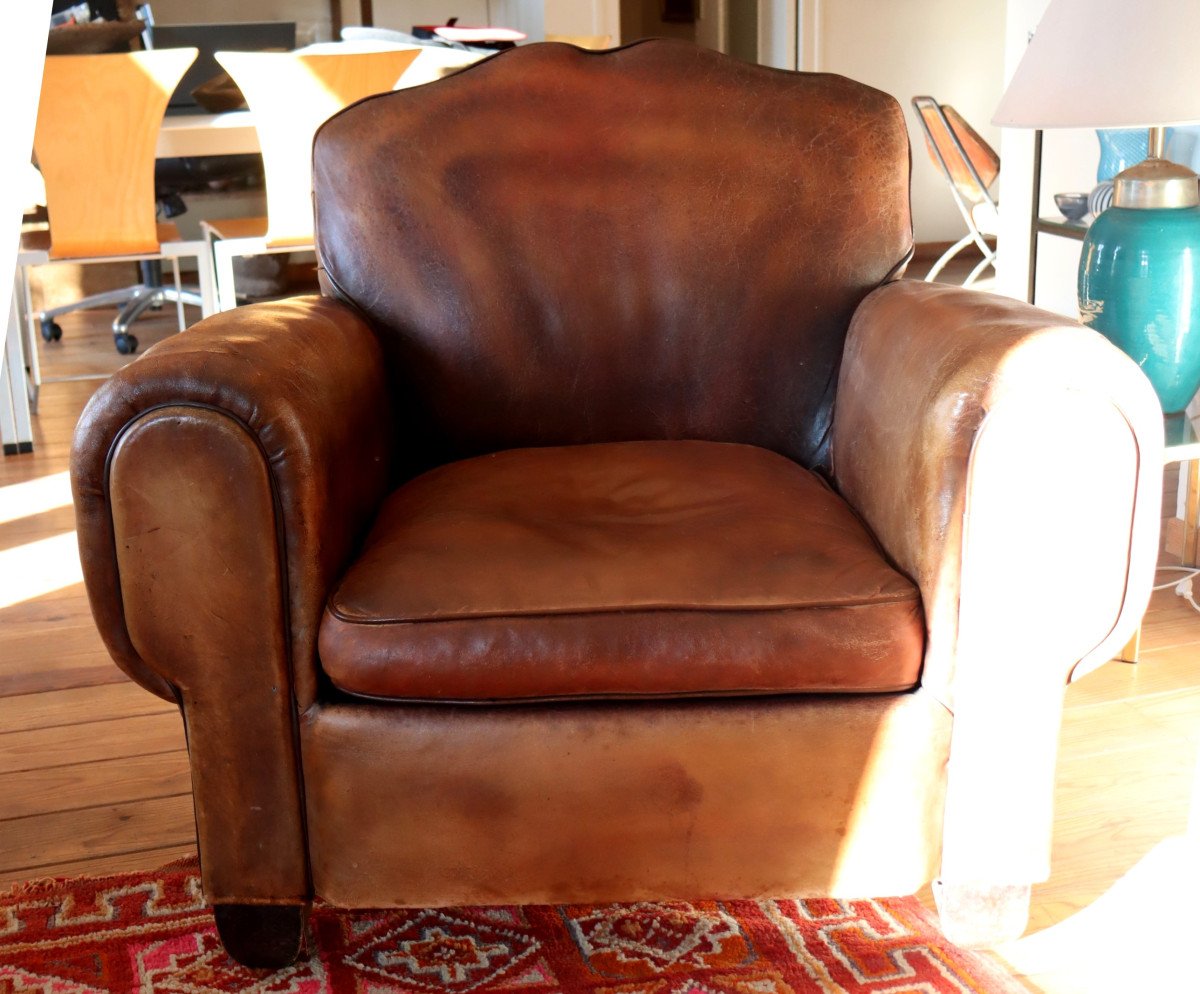 France Circa 1930 : "pair Of Huge Club Armchairs"-photo-2