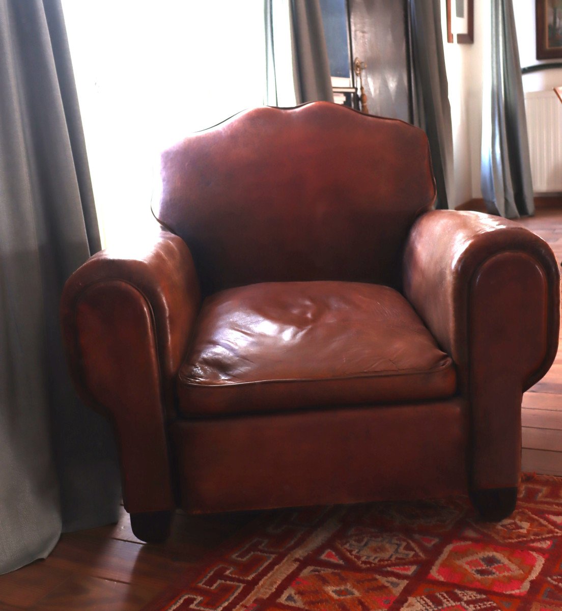 France Circa 1930 : "pair Of Huge Club Armchairs"-photo-3