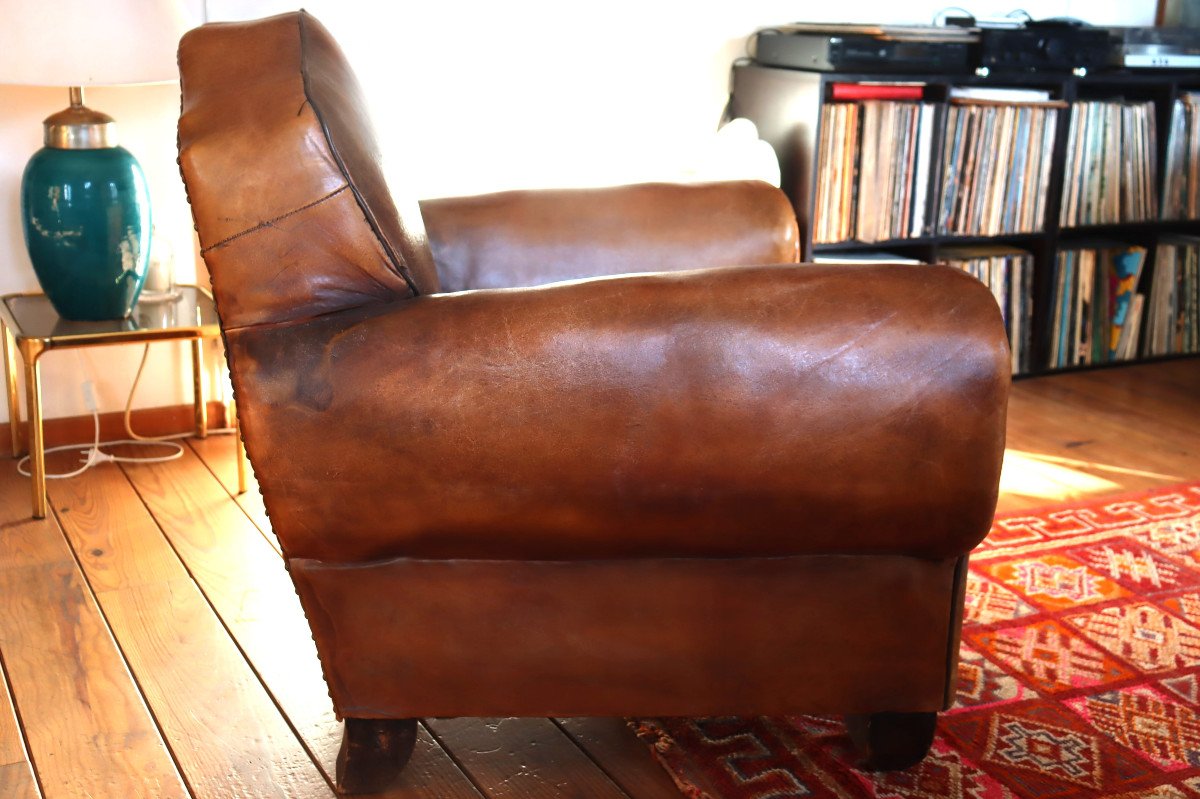 France Circa 1930 : "pair Of Huge Club Armchairs"-photo-1