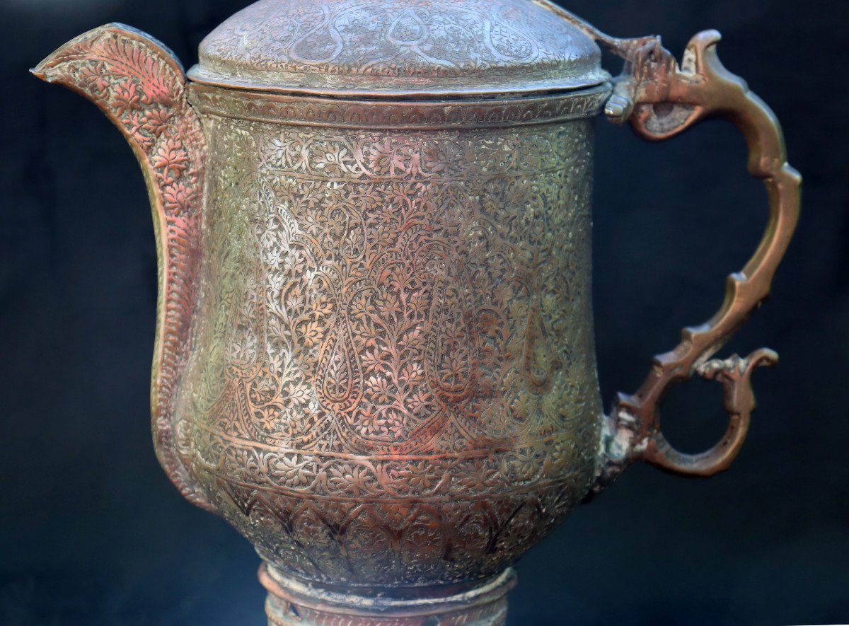 "old Very Large Persian Kettle Or Samovar"-photo-3