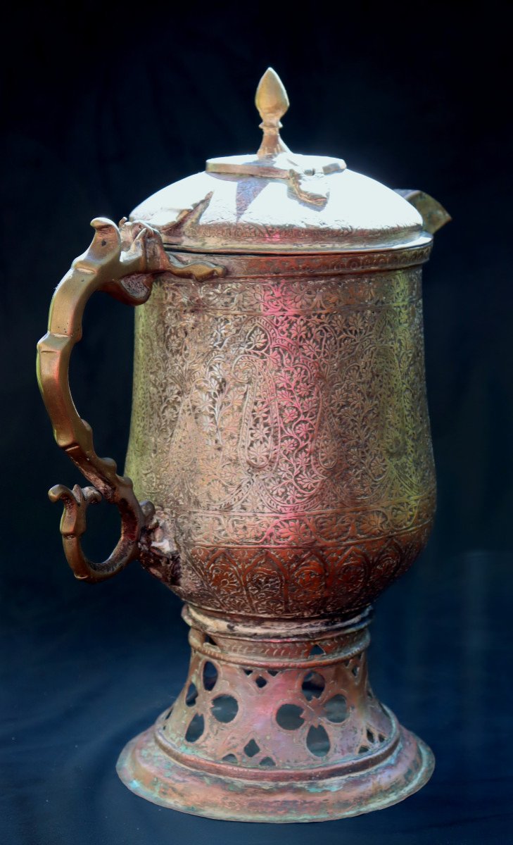 "old Very Large Persian Kettle Or Samovar"-photo-4