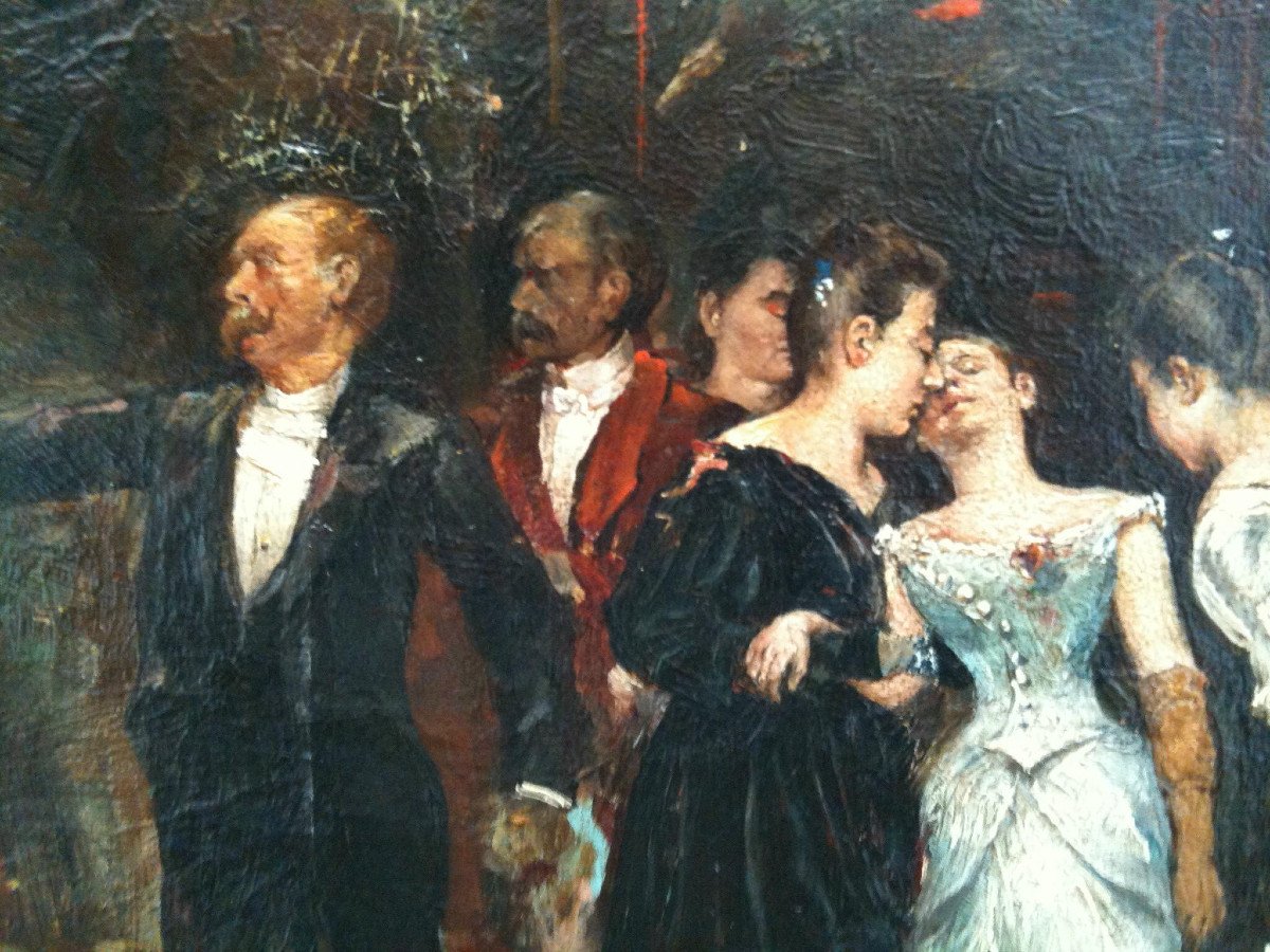 RAIMUNDO DE MADRAZO Y GARRETA (ATTRIBUE A) : "UNE RIXE A LA SORTIE DU BAL MASQUE"-photo-1