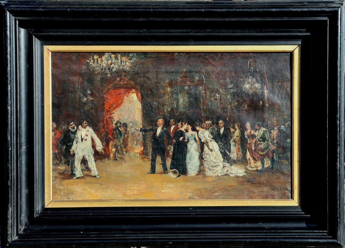 RAIMUNDO DE MADRAZO Y GARRETA (ATTRIBUE A) : "UNE RIXE A LA SORTIE DU BAL MASQUE"-photo-4