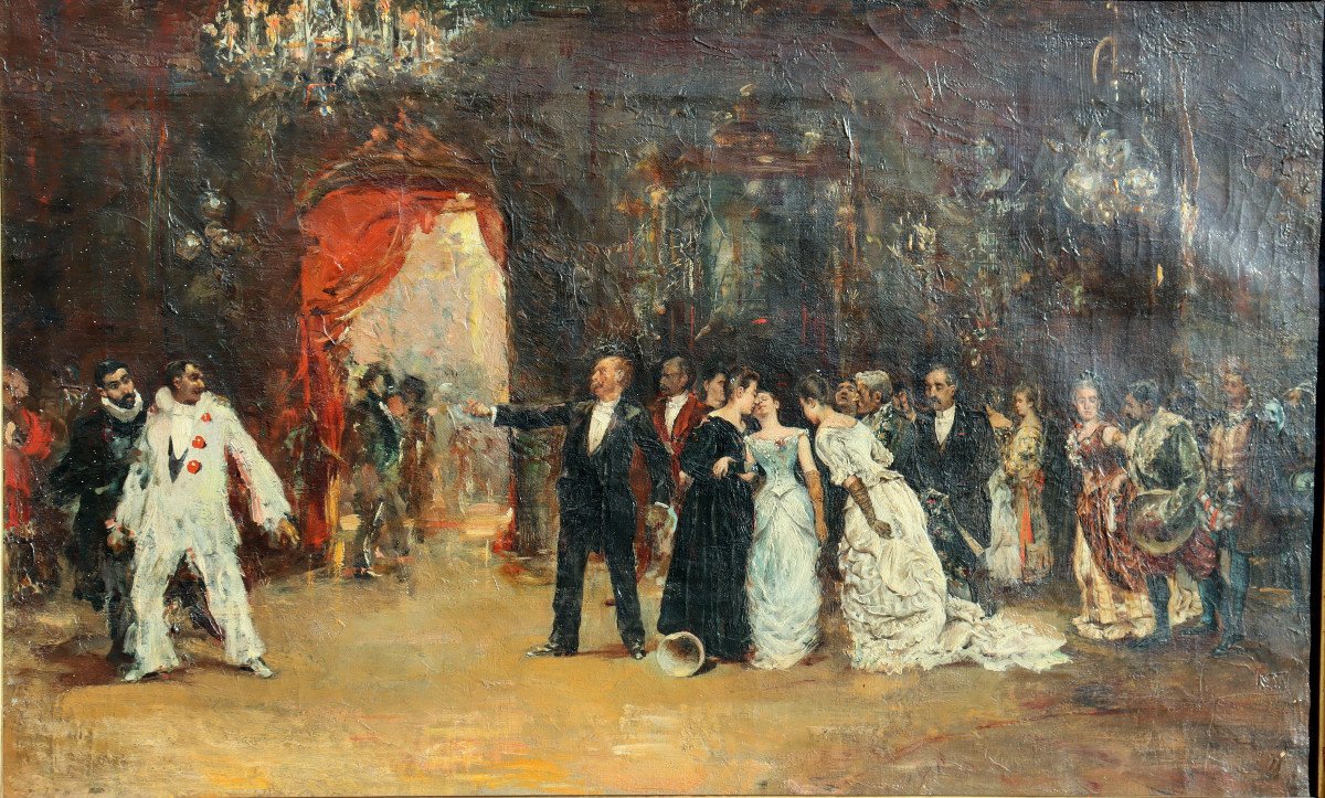 RAIMUNDO DE MADRAZO Y GARRETA (ATTRIBUE A) : "UNE RIXE A LA SORTIE DU BAL MASQUE"-photo-5