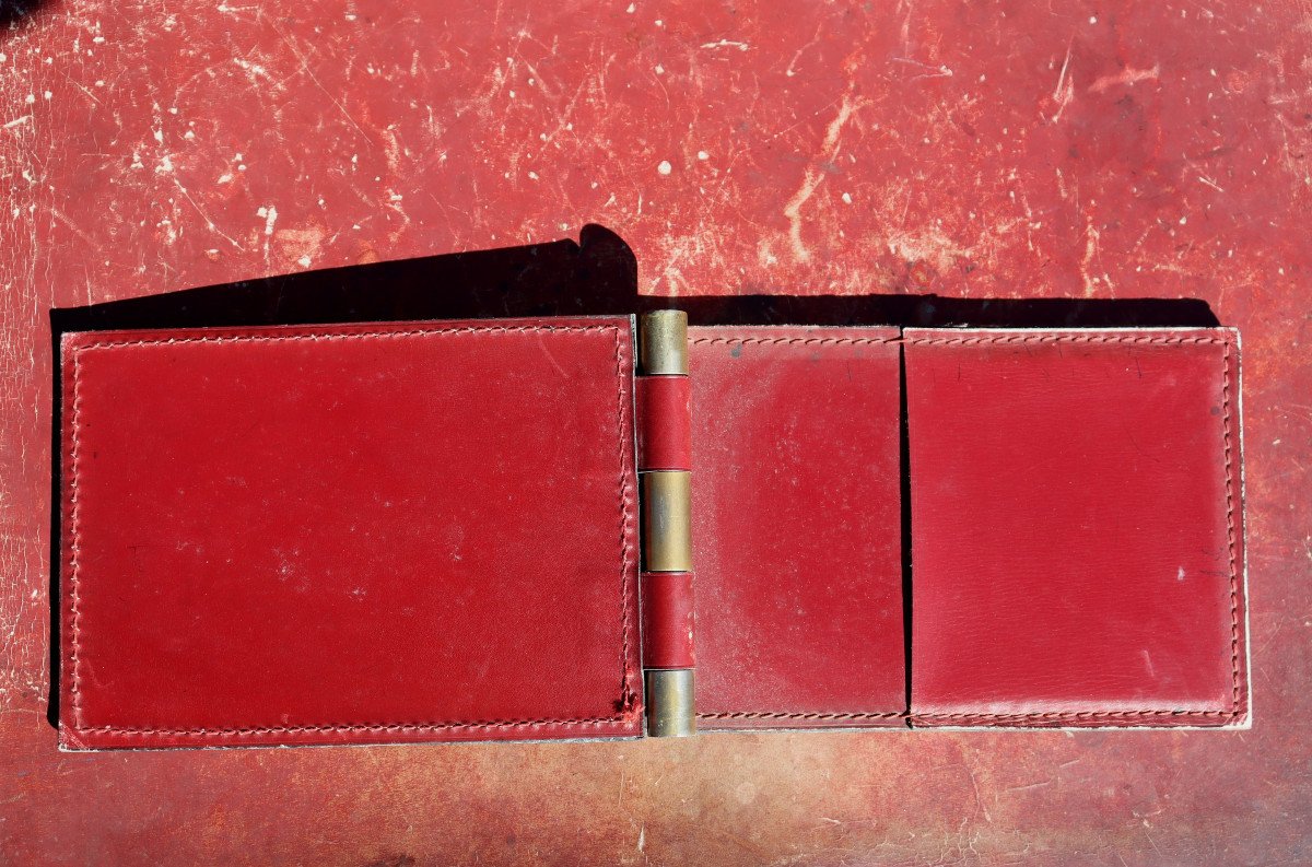 "important Red Leather And Brass Desk Set"-photo-4